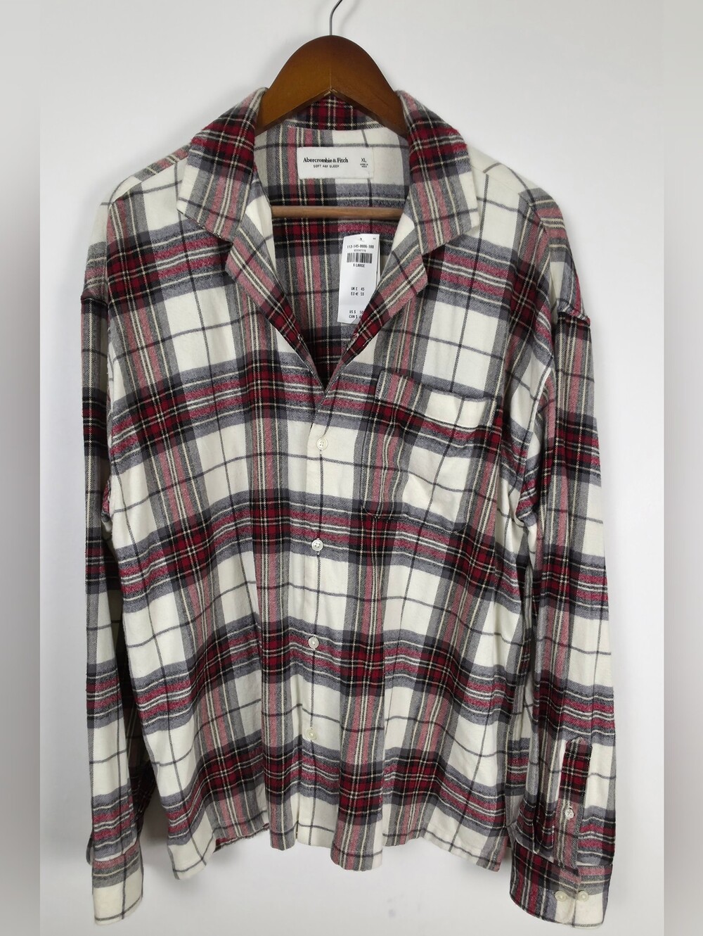 Abercrombie & Fitch Men’s XL Plaid Flannel Sleep Shirt NWT Christmas Pajamas